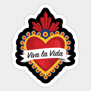 Mexican Sacred Heart II / "Viva la Vida" Frida Kahlo's Quote in Spanish by Akbaly Sticker